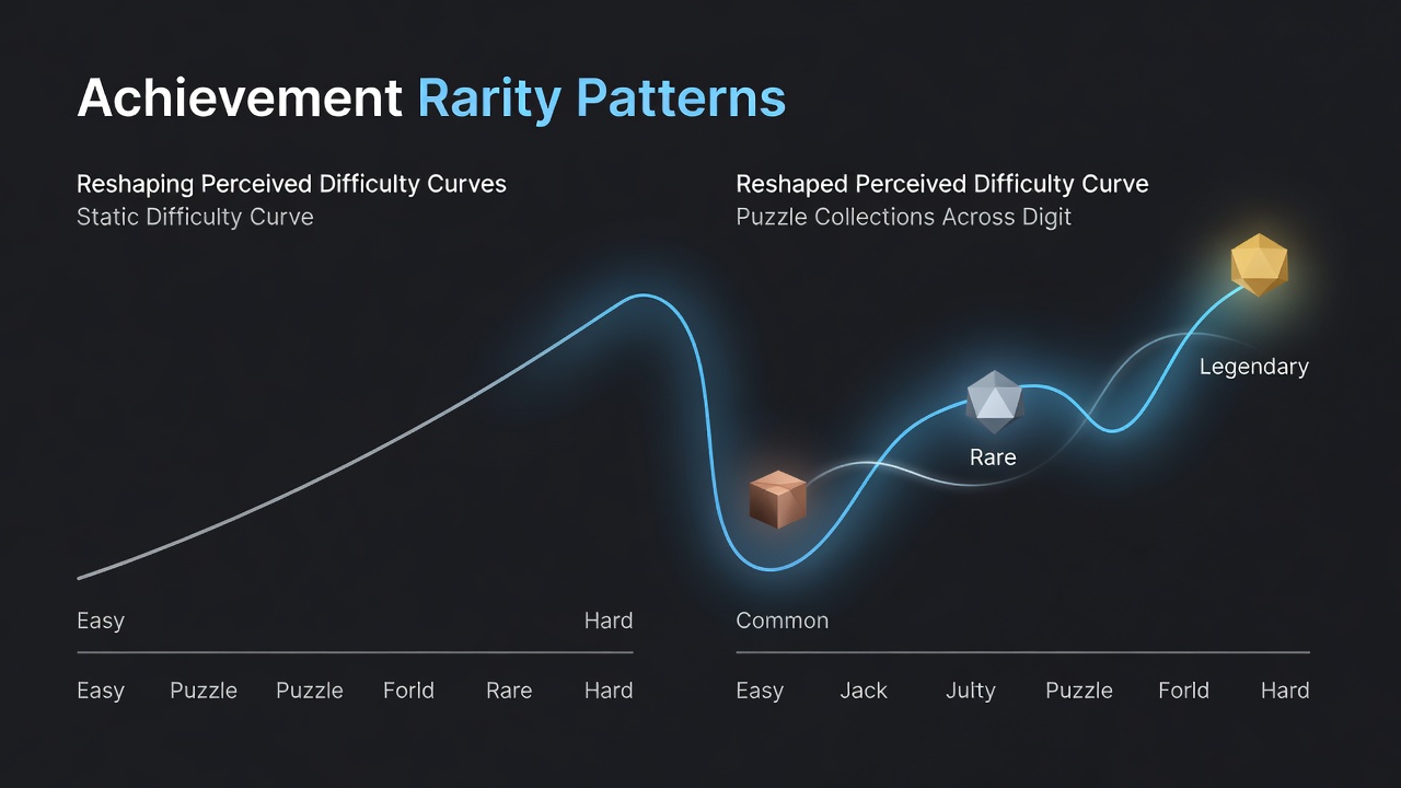 Player progression charts comparing achievement unlock rates across multiple puzzle collections on digital storefronts