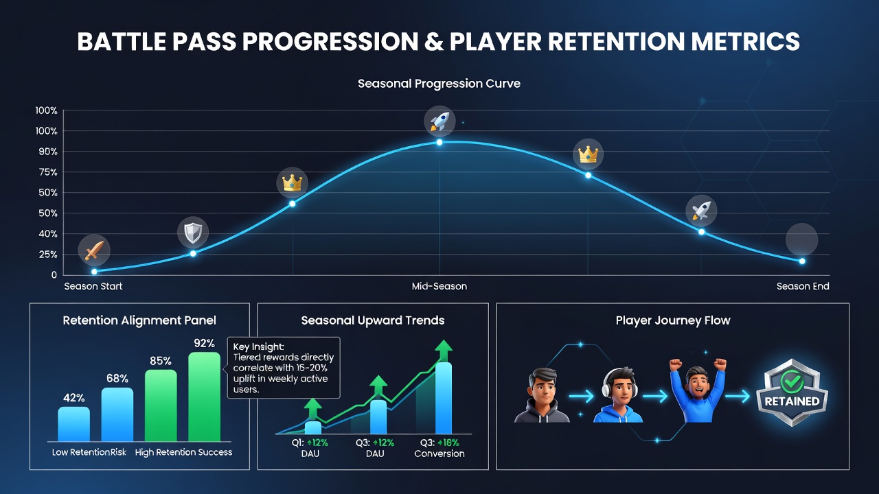 Chart showing seasonal retention trends in free-to-play shooters