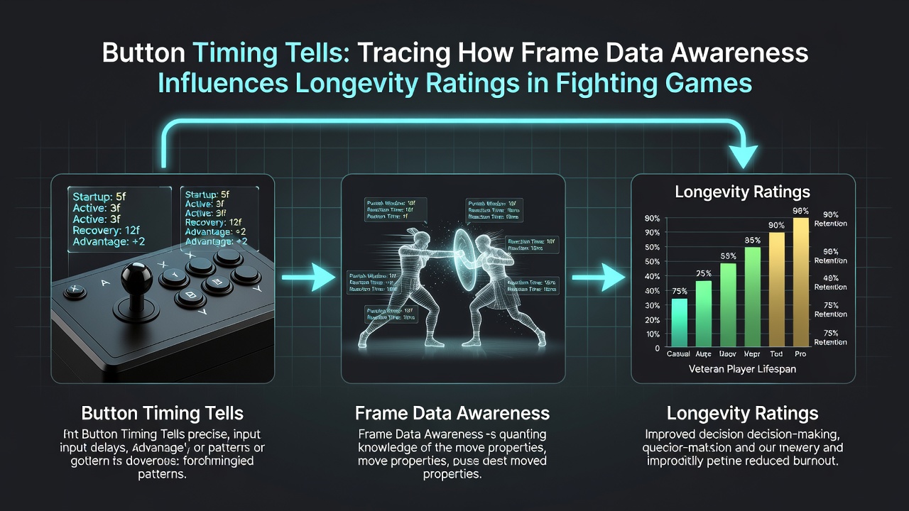 Close-up of training mode interface showing frame data readouts during a practice session