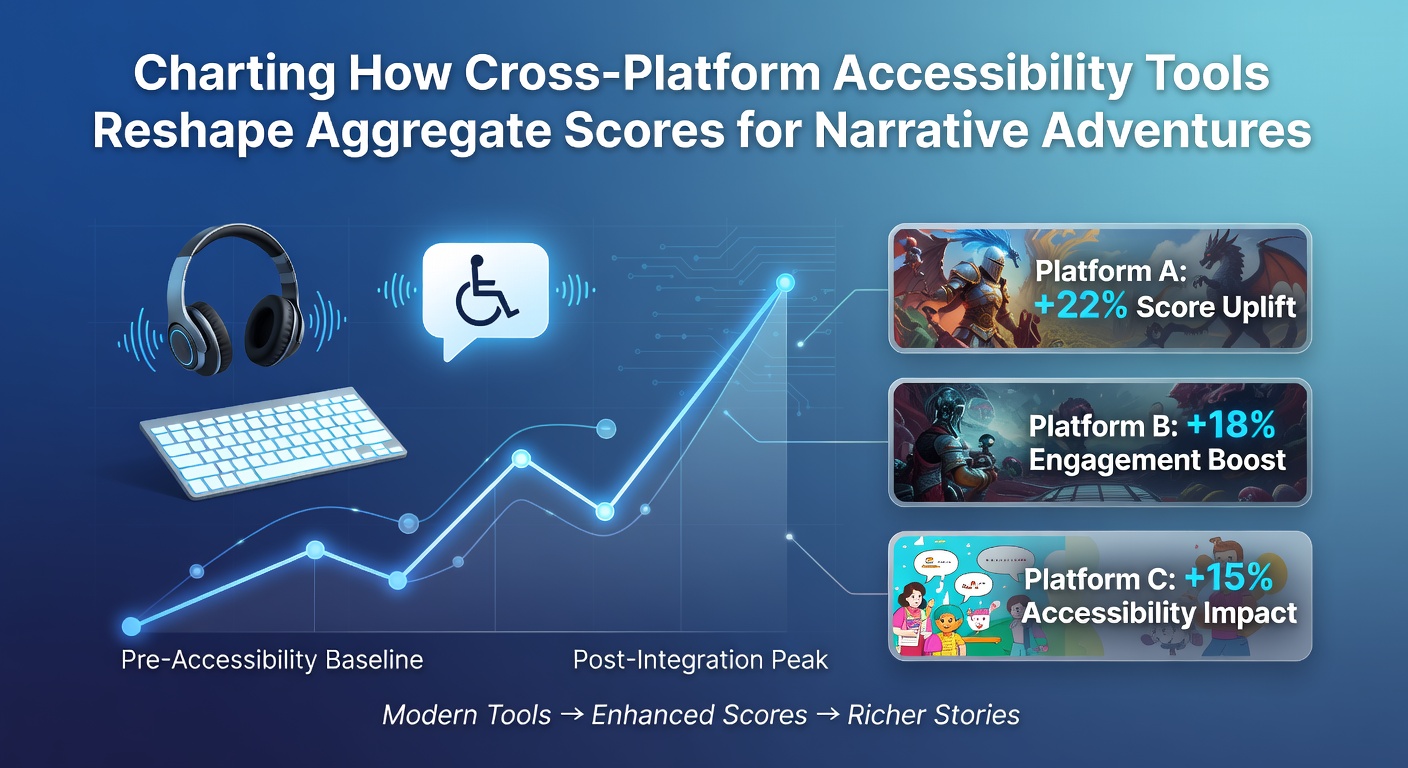 Cross-platform accessibility tools displayed across console, PC, and mobile interfaces for narrative adventure games