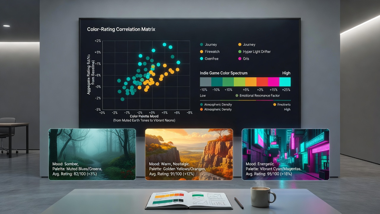 Comparison of color palette variations in indie atmospheric titles across console generations