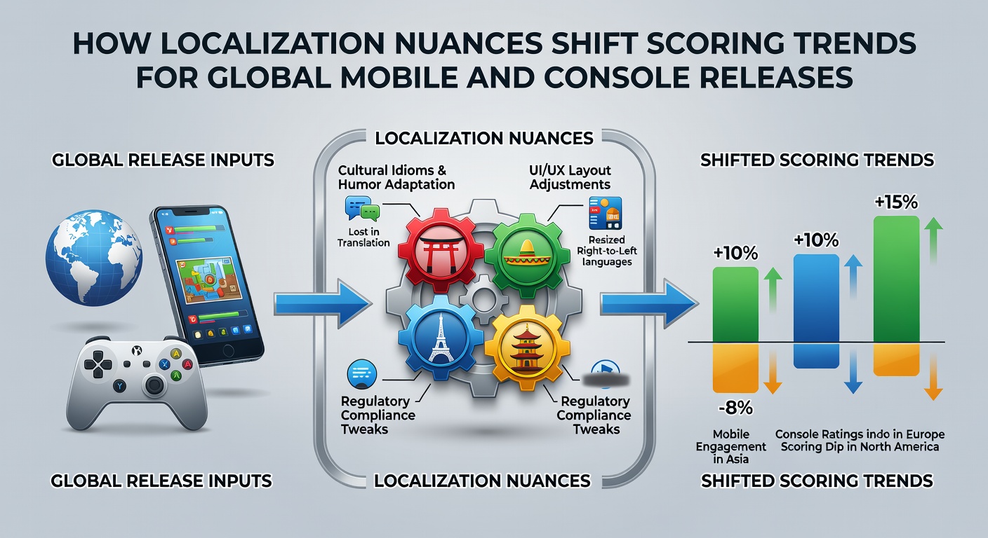 Comparison chart of review score trends for localized mobile versus console game releases