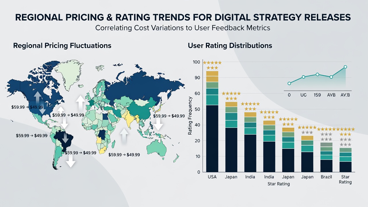 Graph illustrating user rating distributions for strategy games at different regional price points