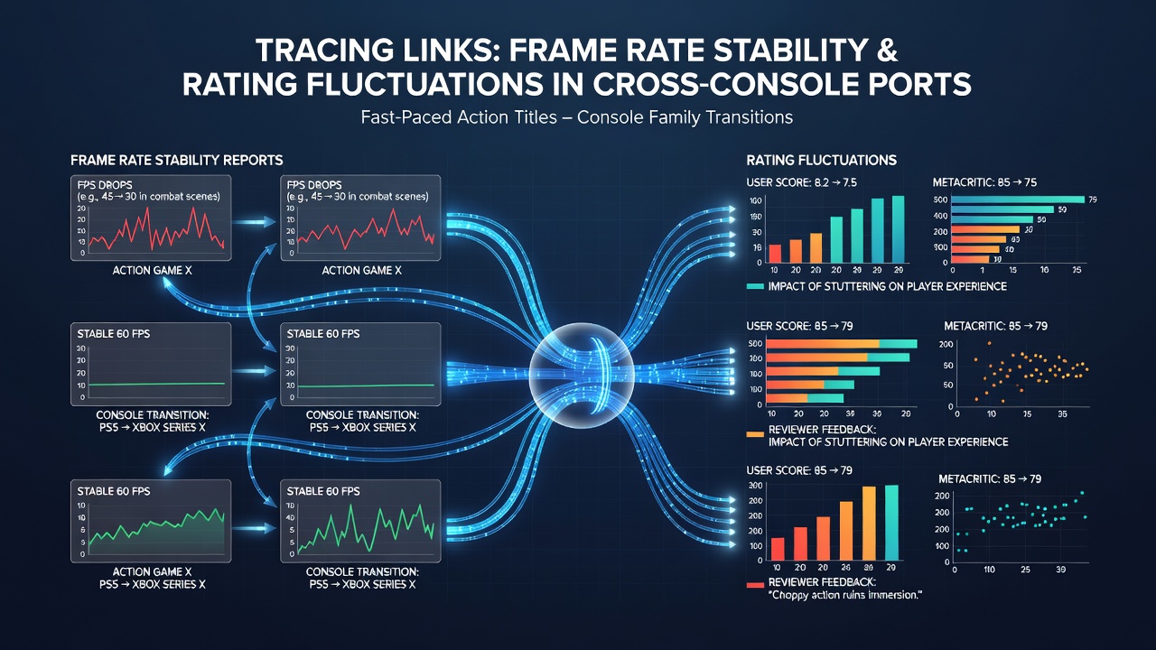 Detailed frame rate stability charts comparing action game performance across console ports from multiple hardware generations